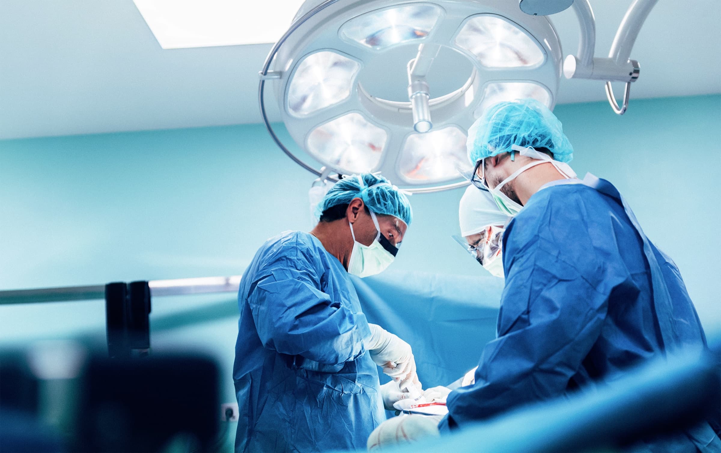Surgical team performing an operation